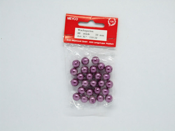 Wachsperlen Ø 10mm, ca. 26 Stück - fuchsia