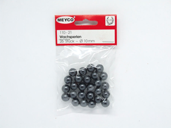 Wachsperlen Ø 10 mm, ca. 26 Stück - anthrazit