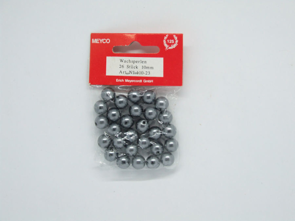 Wachsperlen Ø 10mm, ca. 26 Stück - dunkelgrau