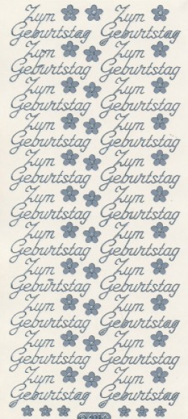 Sticker Zum Geburtstag - 401 - silber   1 Bogen 23x10 cm