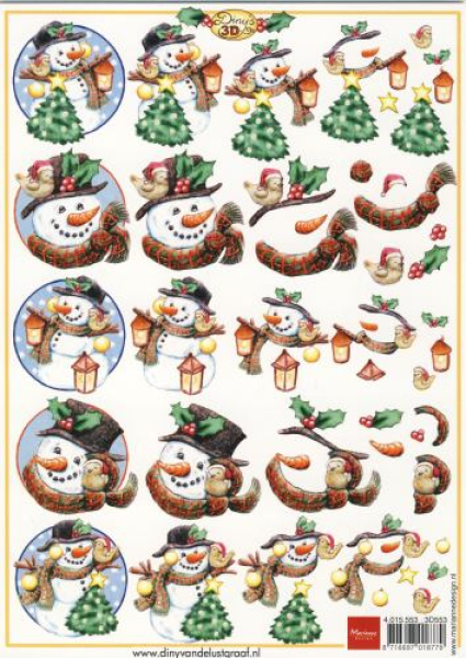 3-D Etappen-Bogen Schneemann   1 Bogen DIN A5