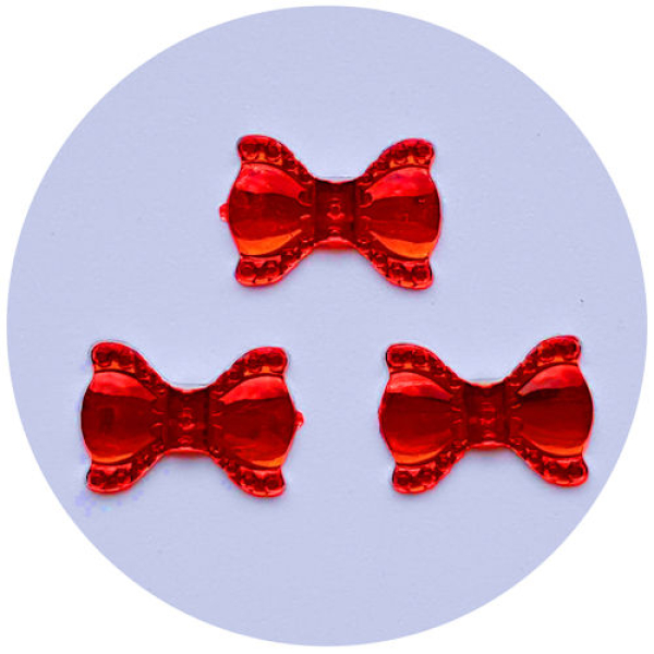 Acryl-Strasssteine Schleifen, rot - ca. 10 Stück
