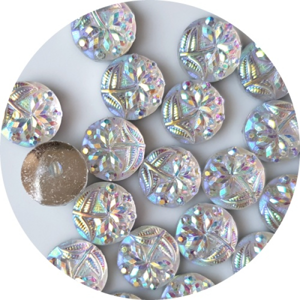 Acryl-Strasssteine mit Blumenrelief, rund Ø 8 mm, kristall - ca. 10 Stück