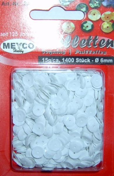 Pailletten gewölbt Ø 6mm - ca. 1400 Stück - Weiss