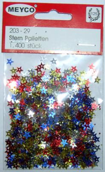 Pailletten 'kleine Sterne' - ca. 1.400 Stück - bunt sort.