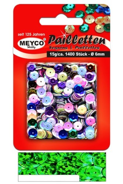 Hologramm Pailletten gewölbt Ø 6mm - ca. 1400 Stück - Grün