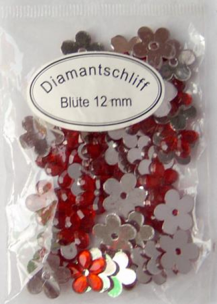 Acryl-Strasssteine Blüte Ø 12 mm, rot - ca. 50 Stück