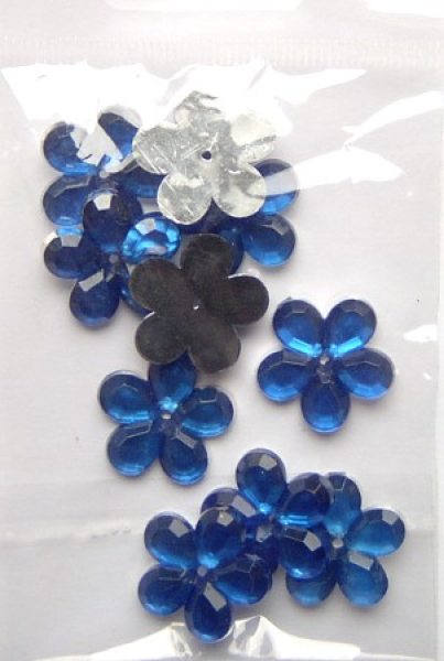 Acryl-Strasssteine Blüte Ø 16 mm, blau - ca. 10 Stück