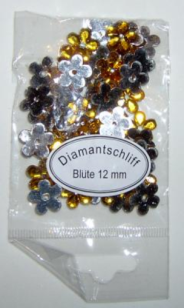 Acryl-Strasssteine Blüte Ø 12 mm, gelb - ca. 50 Stück