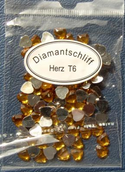 Acryl-Strasssteine Herzen Ø 6 mm, gelb - ca. 95 Stück
