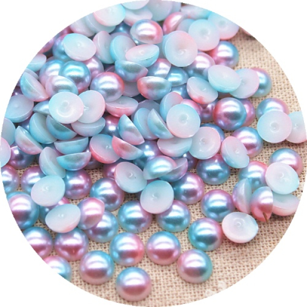 Halbperlen duotone Ø 5 mm, rosa-hellblau - ca. 80 Stück