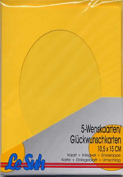 5 Passepartoutkarten Oval A6 - Goldgelb