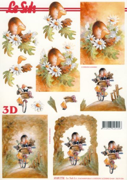 3D Bogen - A4 - Le Suh 4169774 - Küken mit Fahrrad