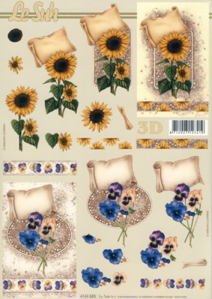 3D Bogen - A4 - Le Suh 4169885 - Sonnenblume & Stiefmütterchen