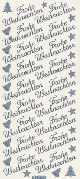 Sticker Frohe Weihnachten - 0450 - silber 1 Bogen 10x23cm