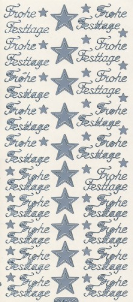 Sticker Frohe Festtage - 0452 - silber   1 Bogen 10x23cm
