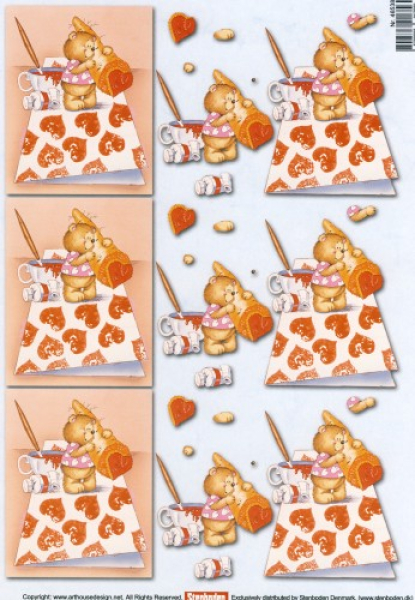 3D-Bogen - A4 Stenboden - 384 Bär stempelt Herzen