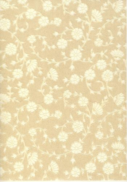 Baumwollpapier mit Blütenrelief und Glitter "Blumen" - creme