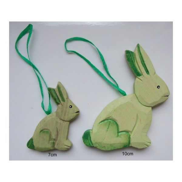 Holz-Hase geschnitzt grün 7cm 1 Stück
