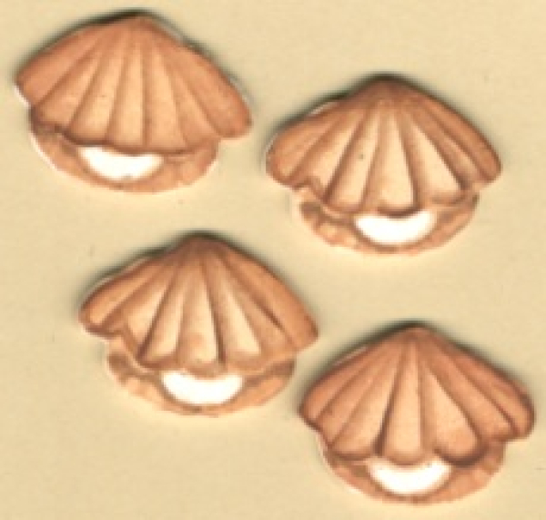 Holzstreuteile "Muschel mit Perle" - 6 Stück