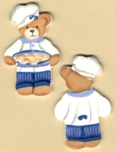 Holzstreuteile"Koch-Bär mit Keksen" - 6 Stück