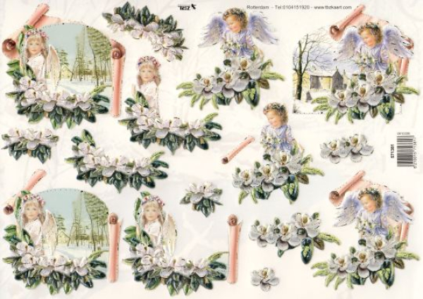 3D Bogen geprägt - TBZ 571381 - Winterlandschaft + Engel