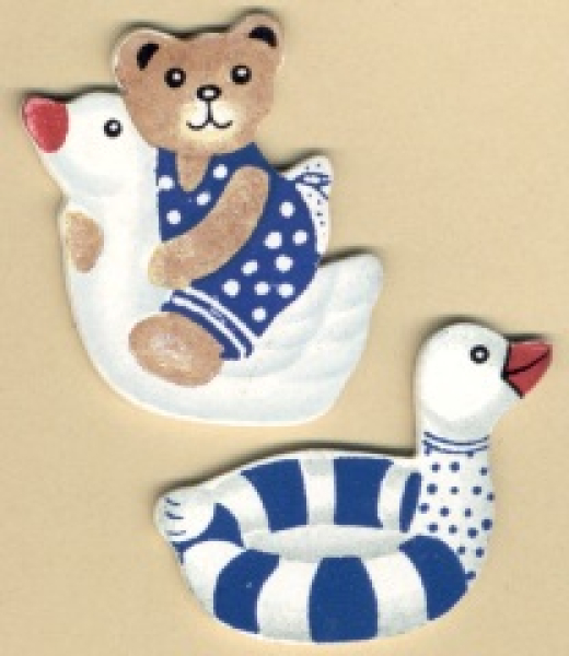 Holzstreuteile "Bär mit Schwimmente" - 12 Stück