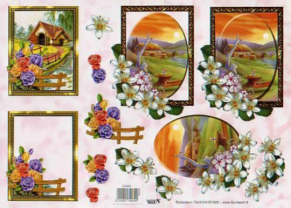 3D Bogen geprägt - TBZ 574034 - Landhaus mit Rosen