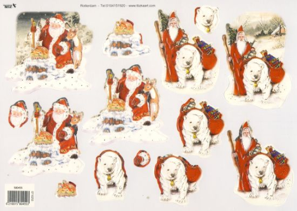 Stanzbogen Weihnachtsmann u. Eisbaer