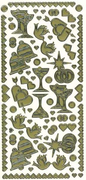 Zwei-Dekor Sticker Hochzeitsymbole - gold