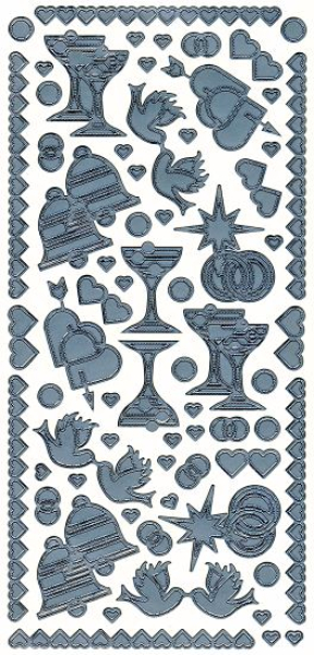 Zwei-Dekor Sticker Hochzeitsymbole - silber