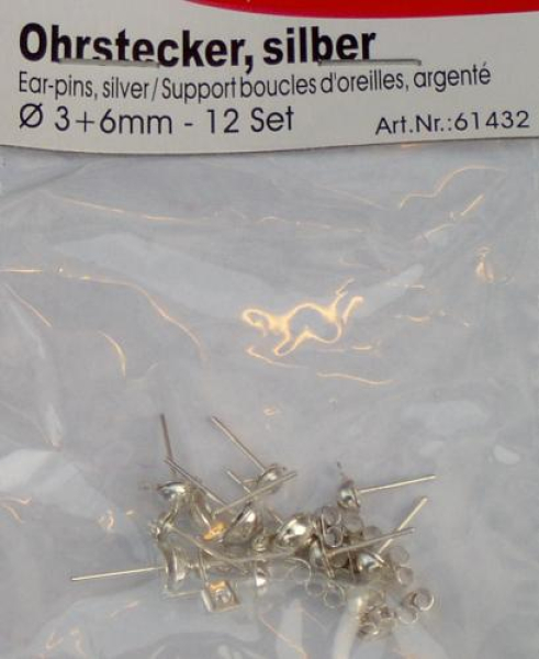 Ohrstecker mit Öse silber, 12 Stück