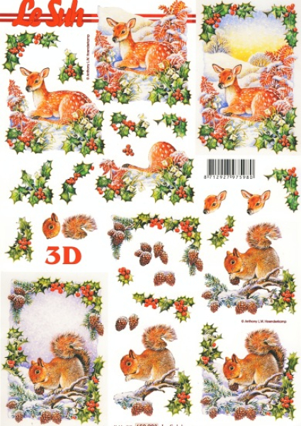 3D Bogen Reh & Eichhorn im Winter