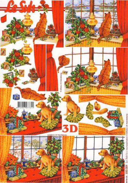 3D Bogen - A4   Le Suh 650009   Hund und Katze am Fenster