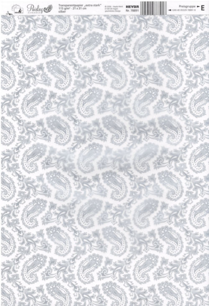 Transparentpapier "Paisley Elegance" - silber