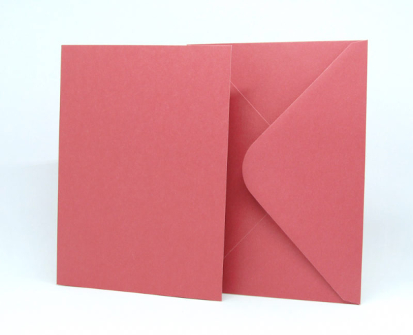 4 Doppelkarten mit Umschlag 12 x 17 cm - rose