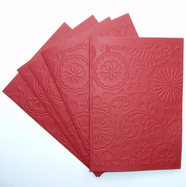 10 Doppelkarten A6 mit Prägemotiv *Floral Fantasy* - bordeaux