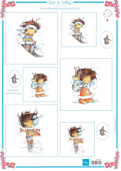 3D Bogen/Cardtopper Don & Daisy - Wintersport