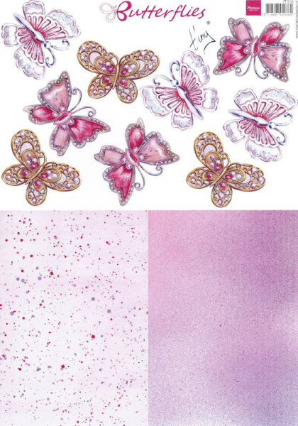 Schneid- & Hintergrundbogen Butterflies - rosa