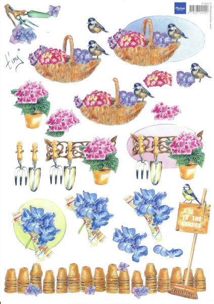 3D Bogen I'm in the garden - Vogel & Hortensien