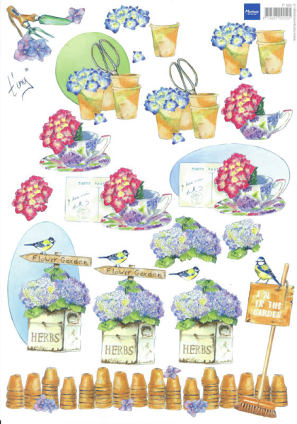 3D Bogen I'm in the garden - Vogel & Hortensien 2