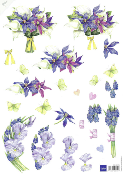 3D Bogen - Marianne Design - Veilchen, Clematis und Hyazinthen