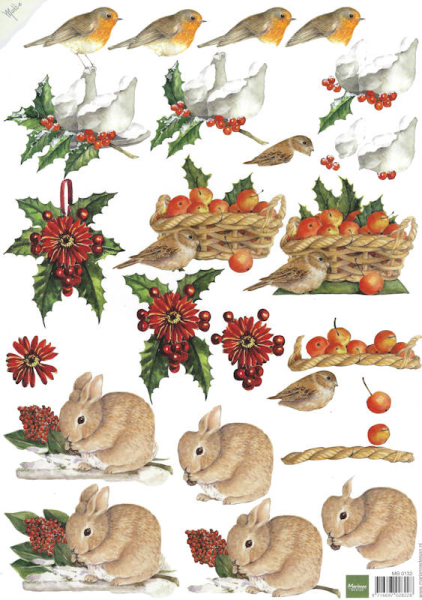3D Bogen - Marianne Design - Rotkehlchen, Hase & Spatz