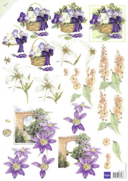 3D Bogen - Marianne Design - Veilchen, Clematis und Lilien