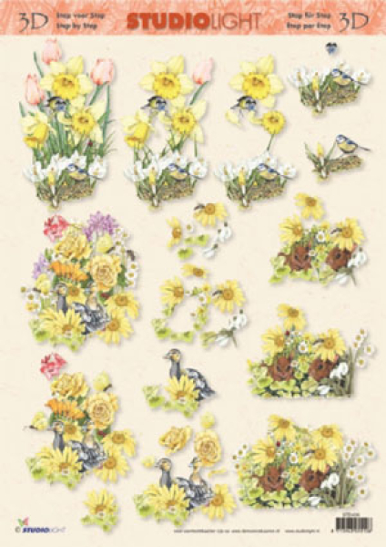 3-D Etappen-Bogen  Frühlingsmotive  1 Bogen 21x29,7cm DIN A4