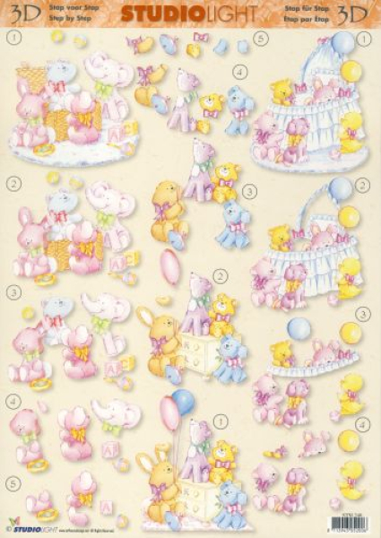 3-D Etappen-Bogen   Plüschtiere   1 Bogen 21x29,7cm