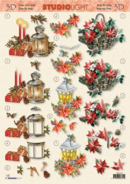 3-D Etappen-Bogen Lampe + Weihnachtskorb 1 Bogen 21x29,7cm DIN A4