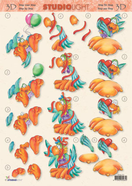 3-D Etappen-Bogen   komischer Vogel   1 Bogen 21x29,7cm