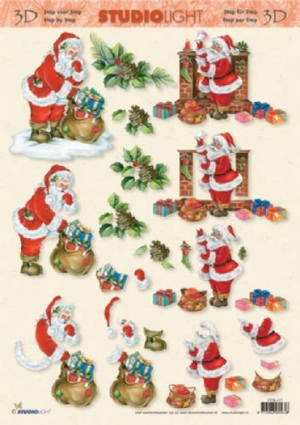 3-D Etappen-Bogen Weihnachtsmann 1 Bogen 21x29,7cm DIN A4