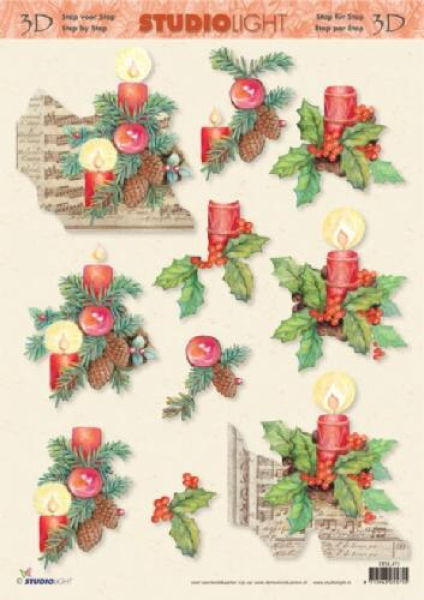 3-D Etappen-BogenKerzen1 Bogen 21x29,7cm DIN A4